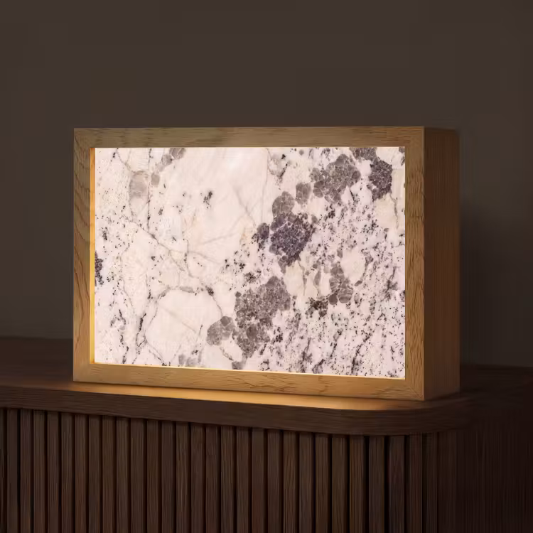 Natuursteen - Patroon - Abstract - Beige - Grijs Light Box met kabel (Tafellamp) klein -z3d_website
