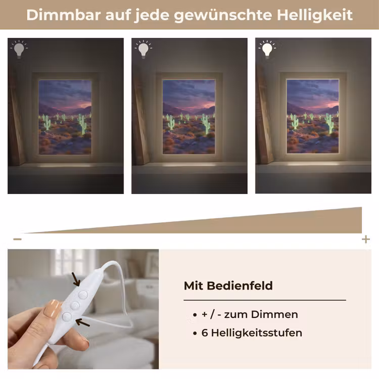 Neon cactussen - Woestijn - Zonsondergang Light Box met kabel (Tafellamp) klein -USP_dimbaarDE