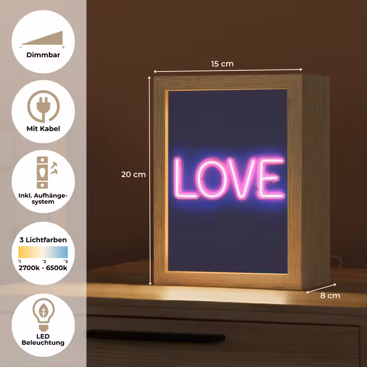 Neon - Love - Valentijn Light Box met kabel (Tafellamp) klein -USP_DE