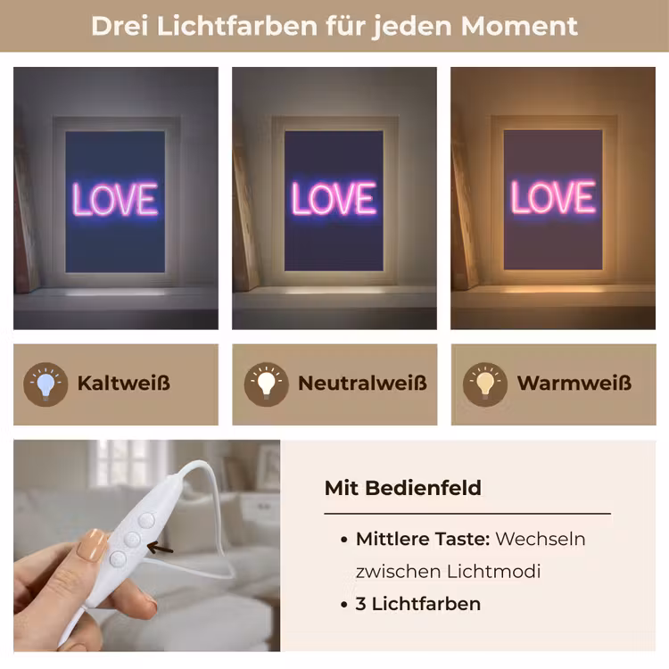 Neon - Love - Valentijn Light Box met kabel (Tafellamp) klein -USP_lichtkleurDE