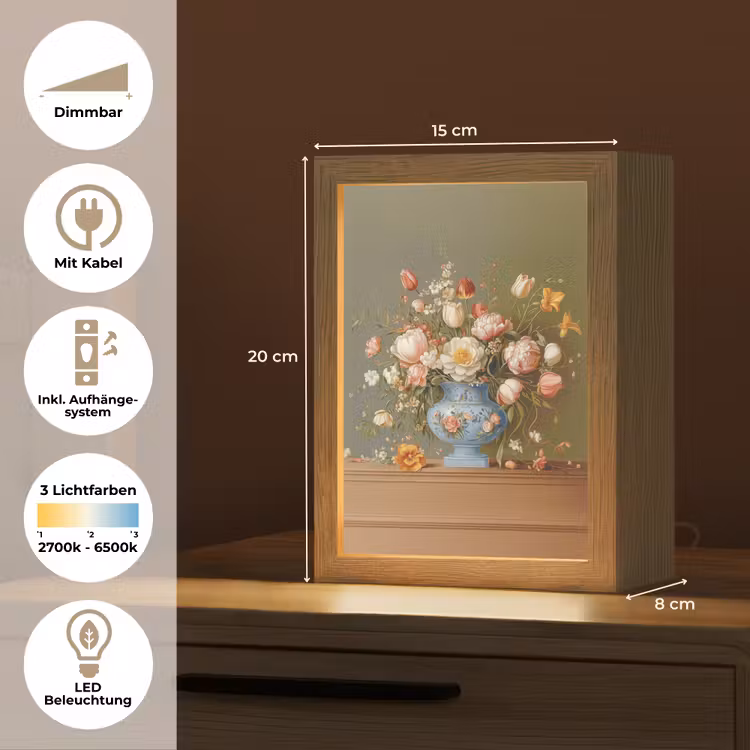 Neutral - Bloemen - Boeket - Vaas Light Box met kabel (Tafellamp) klein -USP_DE