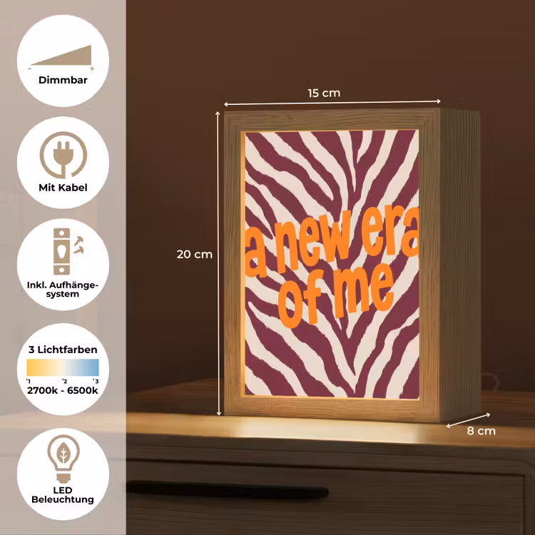 New era - Bordeaux - Zebraprint Light Box met kabel (Tafellamp) klein -USP_DE