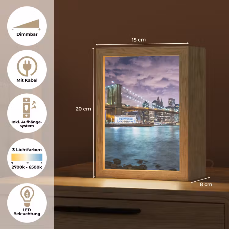 New York - Skyline - Stad - Kleuren Light Box met kabel (Tafellamp) klein -USP_DE