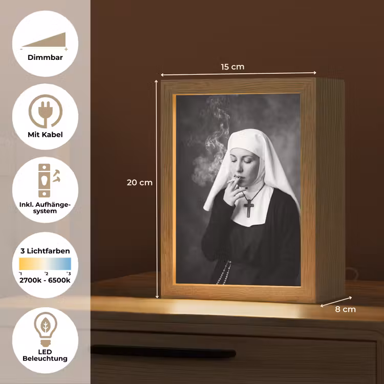 Non - Roken - Portret - Zwart - Wit - Rebels Light Box met kabel (Tafellamp) klein -USP_DE