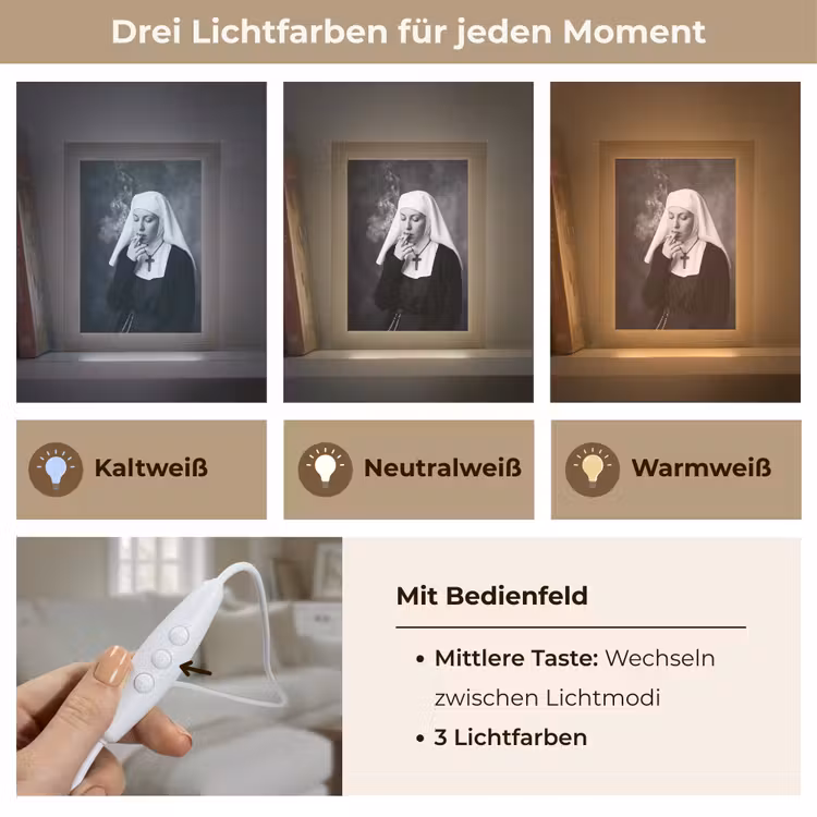 Non - Roken - Portret - Zwart - Wit - Rebels Light Box met kabel (Tafellamp) klein -USP_lichtkleurDE