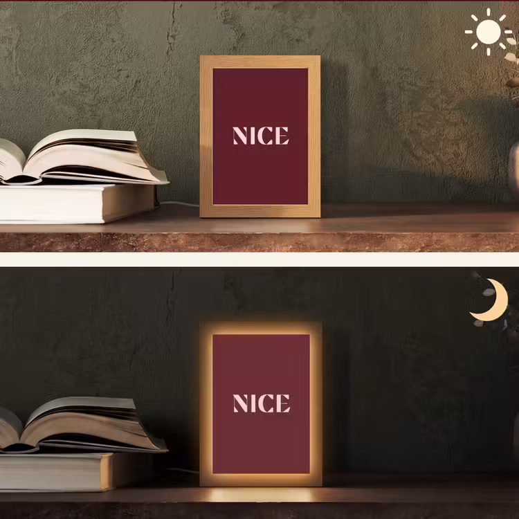 Nice - Bordeaux - Roze Light Box met kabel (Tafellamp) klein -sfeer3