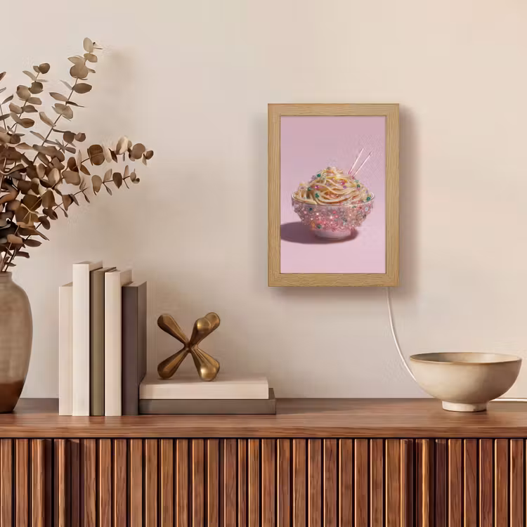 Noodles - Edelstenen - Stokjes - Roze Light Box met kabel (Tafellamp) klein -sfeer2