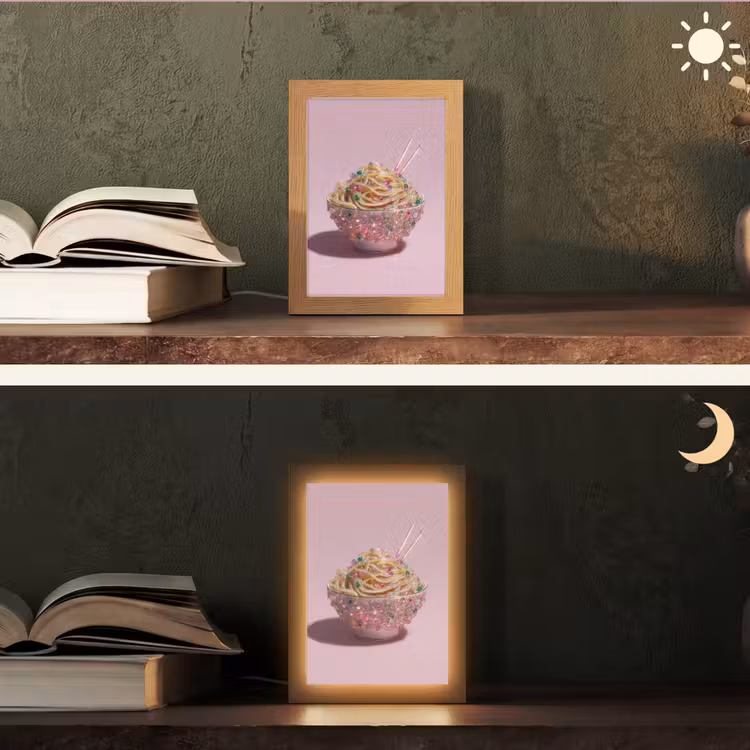Noodles - Edelstenen - Stokjes - Roze Light Box met kabel (Tafellamp) klein -sfeer3