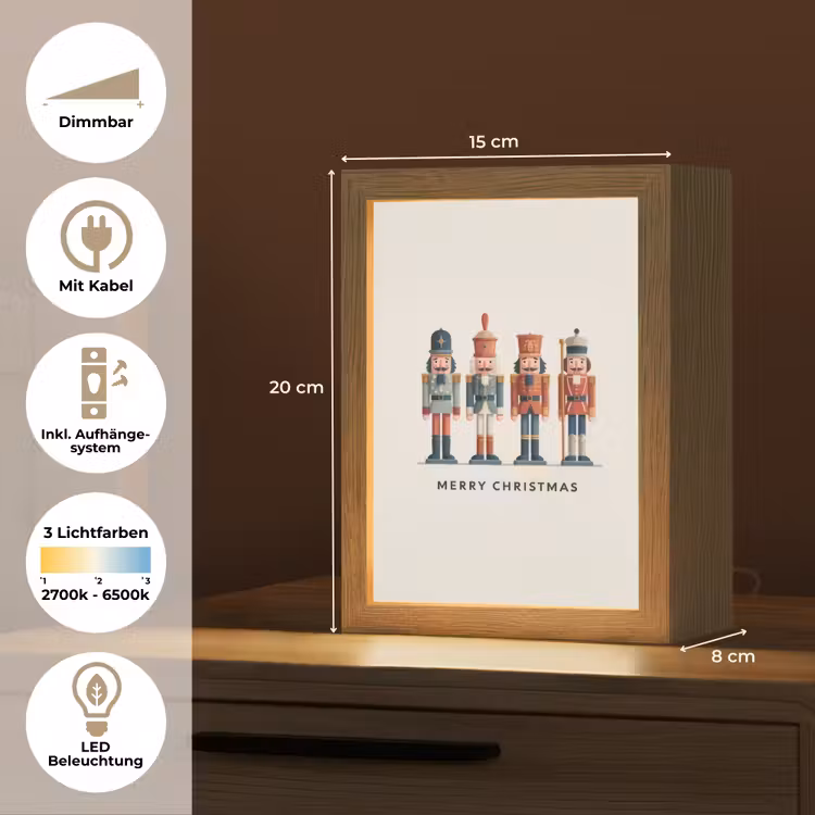 Notenkrakers - Minimalistisch - Kerst - Beige Light Box met kabel (Tafellamp) klein -USP_DE