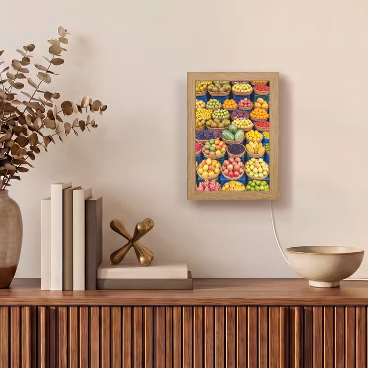Tischlampe - Obst – Markt – Bunt - Fruit - Markt - Kleurrijk Light Box met kabel (Tafellamp) klein