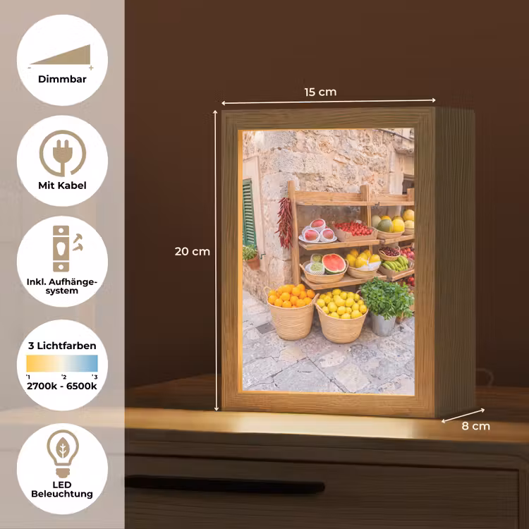 Tischlampe - Obst – Markt – Frisch - Fruit - Markt - Vers Light Box met kabel (Tafellamp) klein