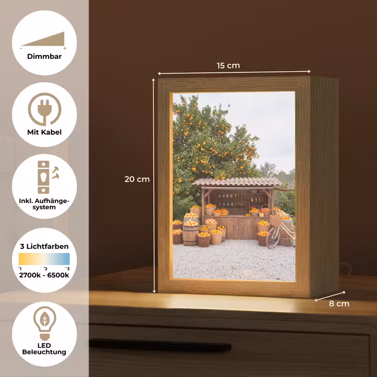 Tischlampe - Obst – Markt – Ländlich - Fruit - Markt - Landelijk Light Box met kabel (Tafellamp) klein