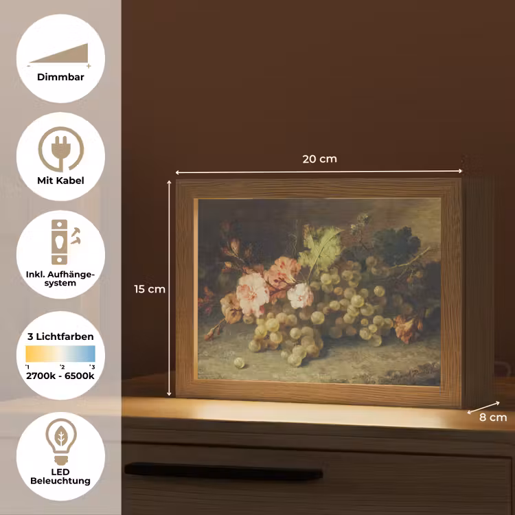 Fruit - Stilleven met druiven - Oude meesters Light Box met kabel (Tafellamp) klein -USP_DE
