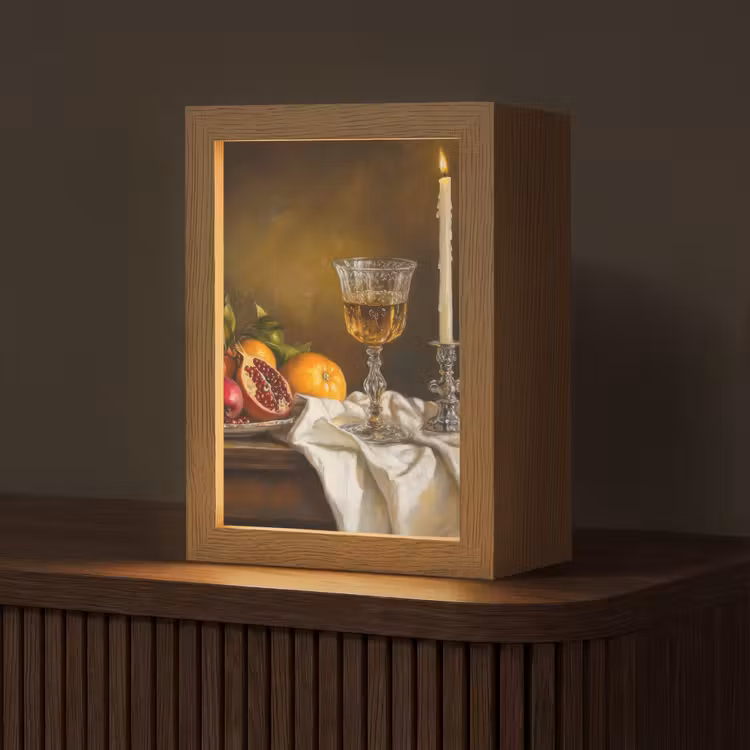 Fruit - Stilleven - Wijn - Kaars Light Box met kabel (Tafellamp) klein -z3d_website