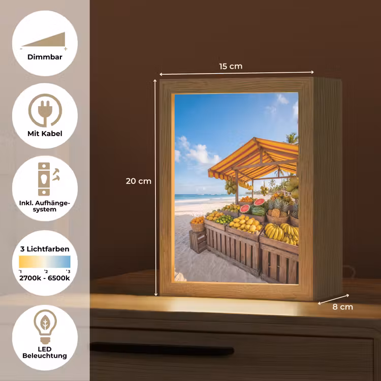 Tischlampe - Obst – Strand – Tropisch - Fruit - Strand - Tropisch Light Box met kabel (Tafellamp) klein