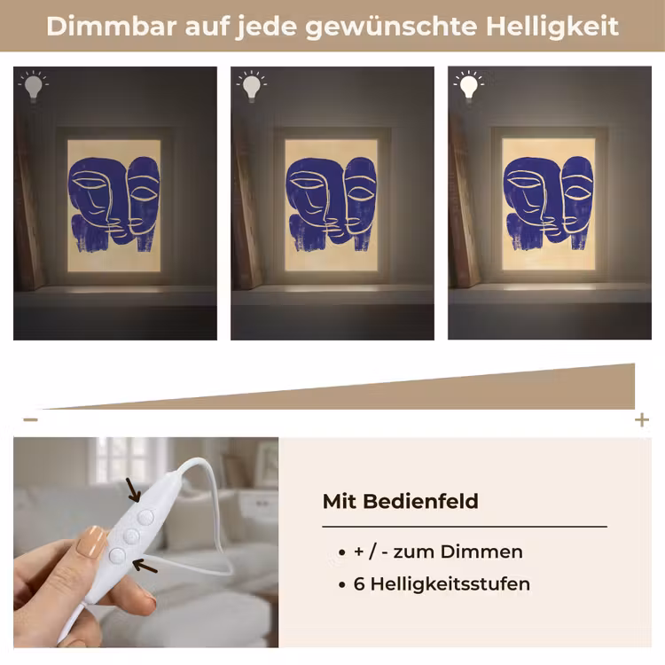 Okergeel - Blauw - Eenvoudige lijnen Light Box met kabel (Tafellamp) klein -USP_dimbaarDE