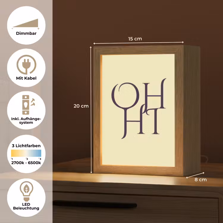Oh hi - Geel - Monogram Light Box met kabel (Tafellamp) klein -USP_DE