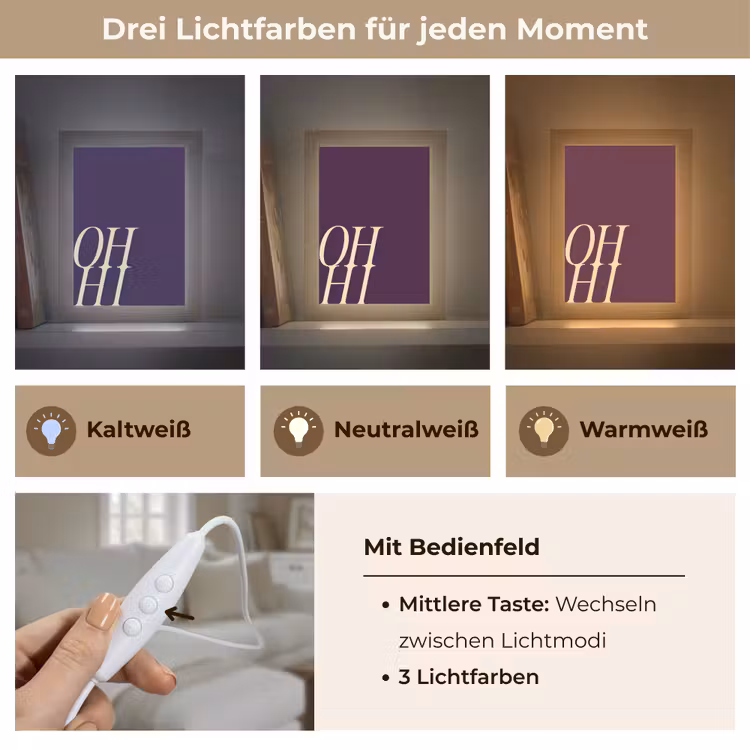 Oh hi - Paars - Cursief Light Box met kabel (Tafellamp) klein -USP_lichtkleurDE