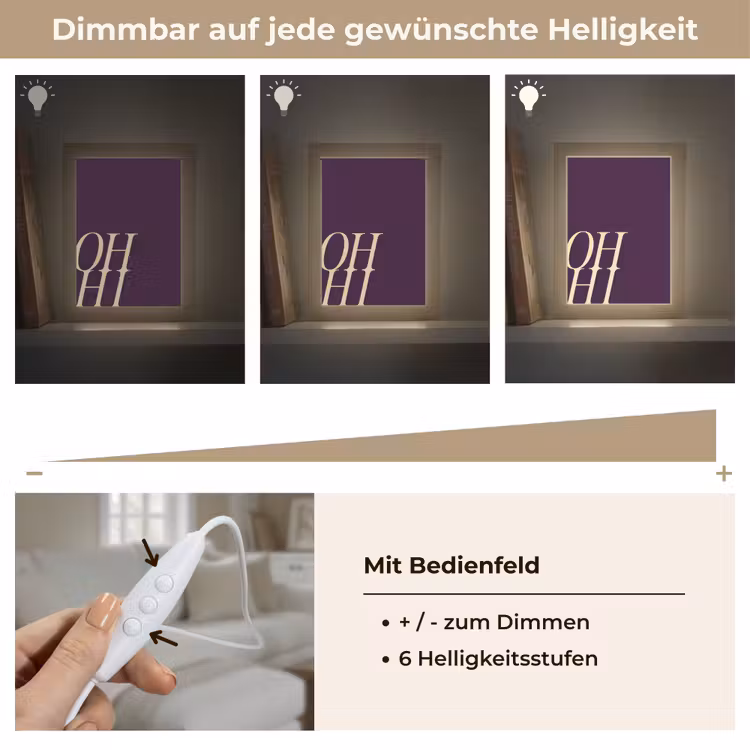 Oh hi - Paars - Cursief Light Box met kabel (Tafellamp) klein -USP_dimbaarDE