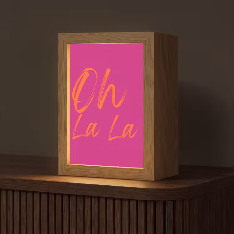 Oh la la - Oranje - Roze Light Box met kabel (Tafellamp) klein -z3d_website