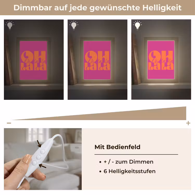 Oh la la - Roze - Oranje - Gestapelde letters Light Box met kabel (Tafellamp) klein -USP_dimbaarDE