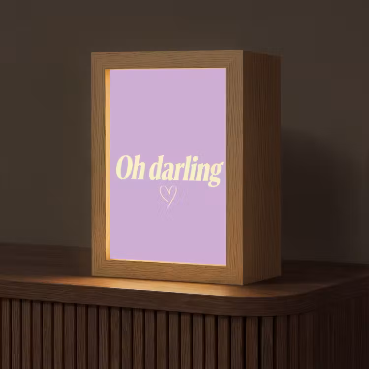 Oh darling - Hart - Paars Light Box met kabel (Tafellamp) klein -z3d_website