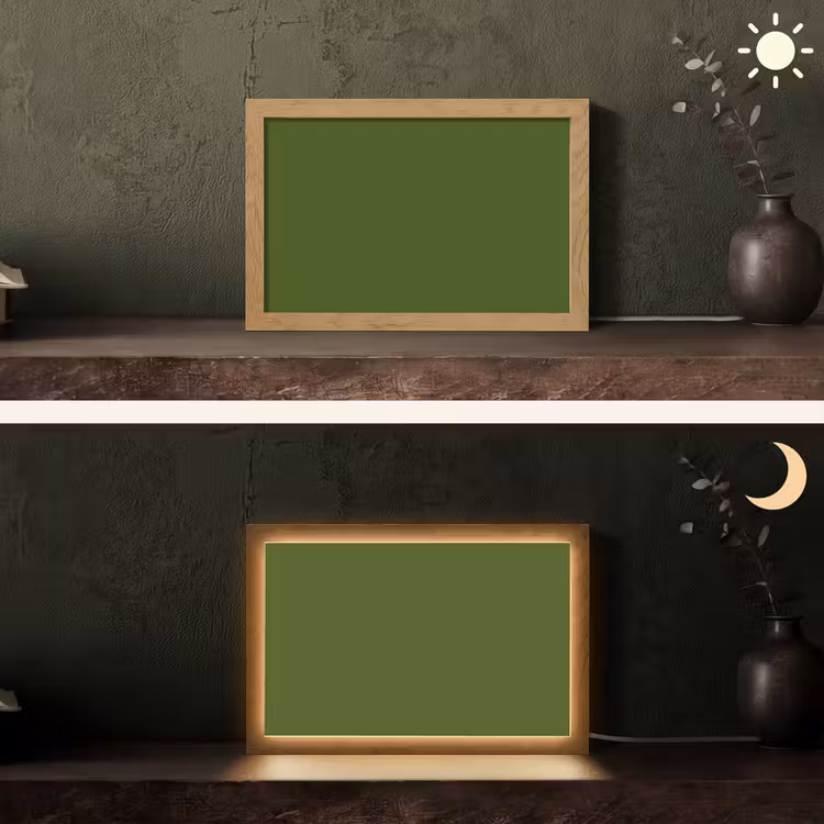 Olive - Drab - Groen Light Box met kabel (Tafellamp) klein 924 -sfeer3