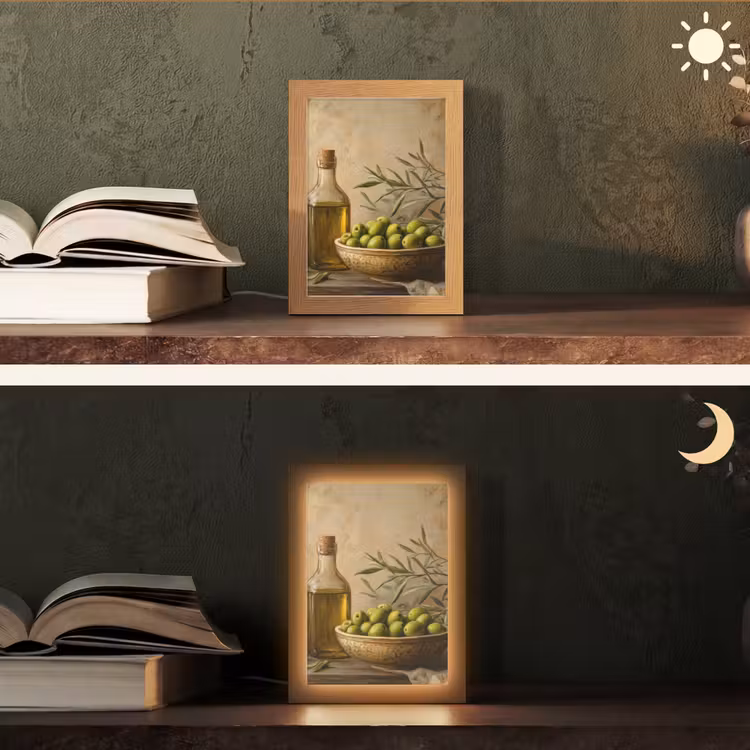 Olijven - Stilleven - Vintage Light Box met kabel (Tafellamp) klein -sfeer3