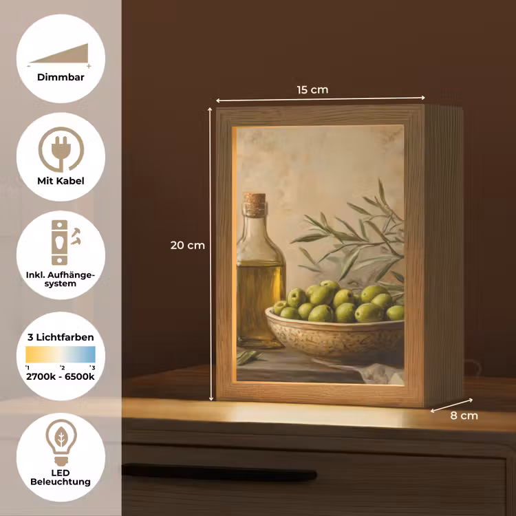 Olijven - Stilleven - Vintage Light Box met kabel (Tafellamp) klein -USP_DE