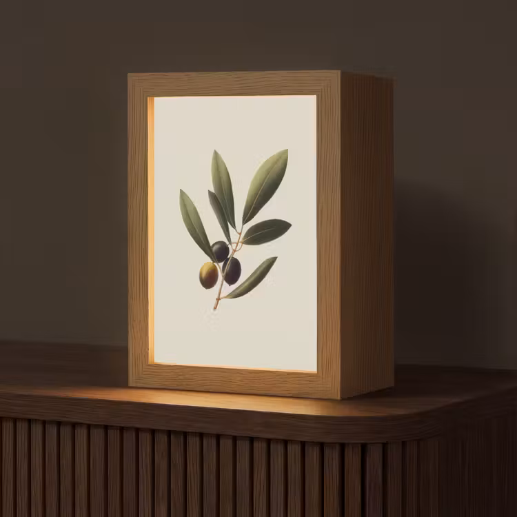 Olijftak - Donkergroen - Olijven Light Box met kabel (Tafellamp) klein -z3d_website