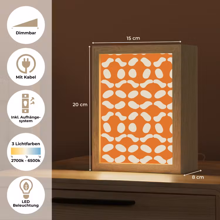 Oranje - Organische vormen - Wit Light Box met kabel (Tafellamp) klein 925 -USP_DE