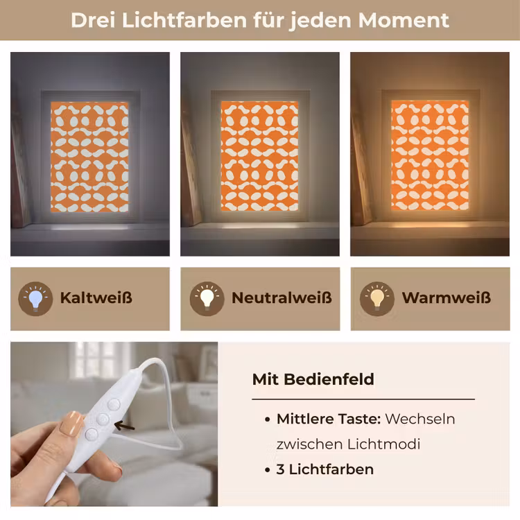 Oranje - Organische vormen - Wit Light Box met kabel (Tafellamp) klein 925 -USP_lichtkleurDE