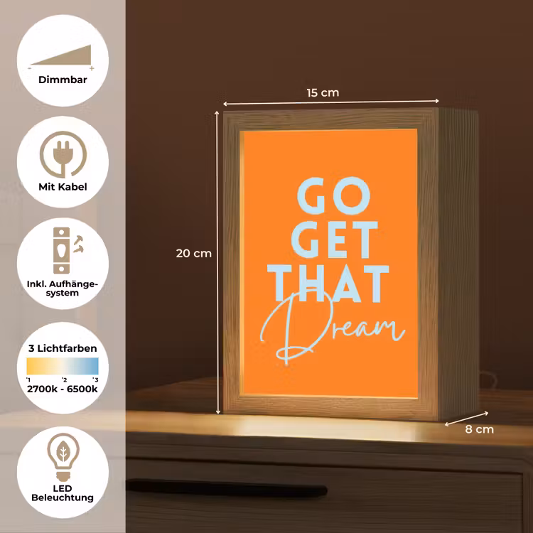 Oranje - Blauw - Go get that dream Light Box met kabel (Tafellamp) klein -USP_DE