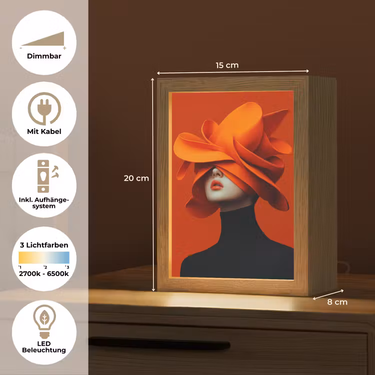Oranje - Hoed - Vrouw Light Box met kabel (Tafellamp) klein -USP_DE