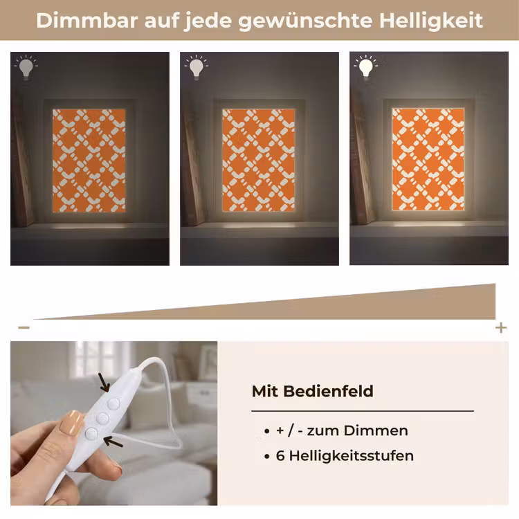 Oranje - Ruitpatroon - Wit Light Box met kabel (Tafellamp) klein 925 -USP_dimbaarDE