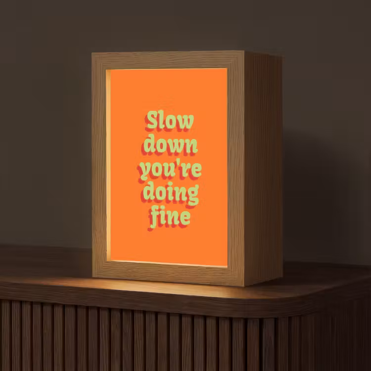 Oranje - Slow down you're doing fine - Retro Light Box met kabel (Tafellamp) klein -z3d_website