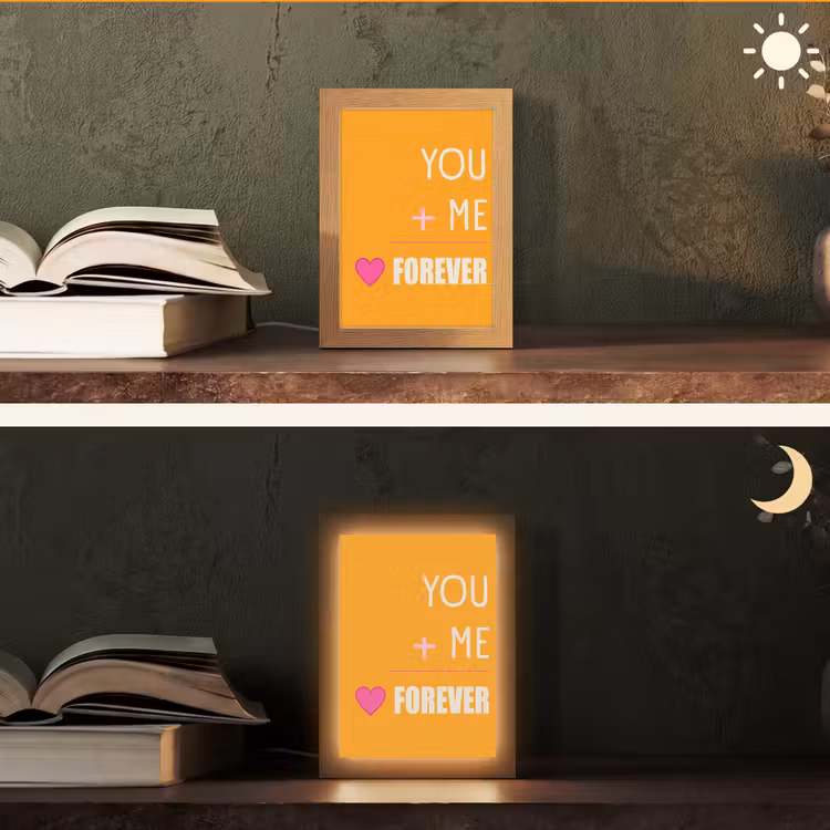 Oranje - Love - Valentijn Light Box met kabel (Tafellamp) klein -sfeer3