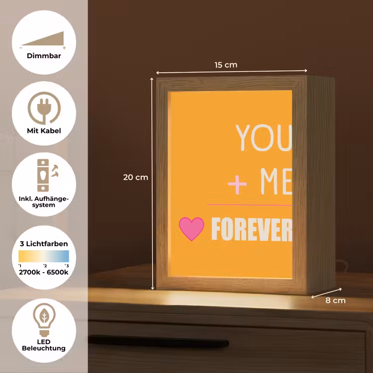 Oranje - Love - Valentijn Light Box met kabel (Tafellamp) klein -USP_DE