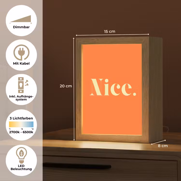 Oranje - Gebroken wit - Nice Light Box met kabel (Tafellamp) klein -USP_DE