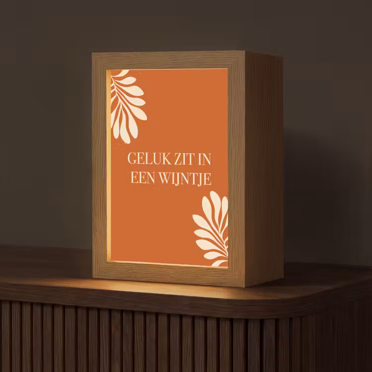Oranje - Wijntje - Quote Light Box met kabel (Tafellamp) klein -z3d_website