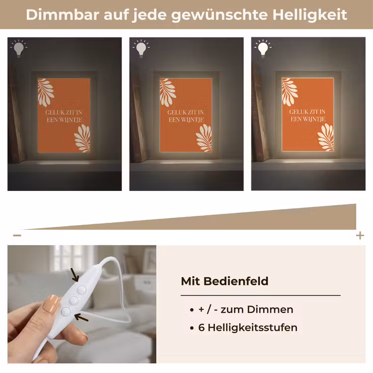 Oranje - Wijntje - Quote Light Box met kabel (Tafellamp) klein -USP_dimbaarDE