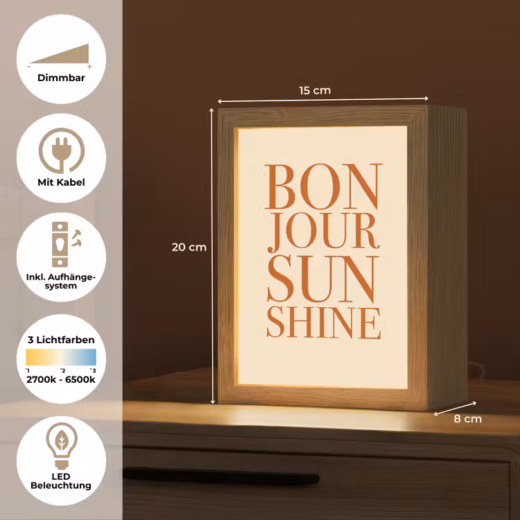Oranje - Quote - Sun Light Box met kabel (Tafellamp) klein -USP_DE