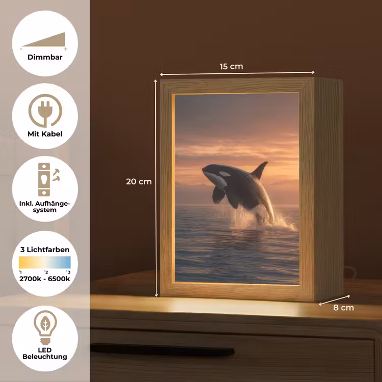 Orka - Zee - Zonsondergang Light Box met kabel (Tafellamp) klein -USP_DE