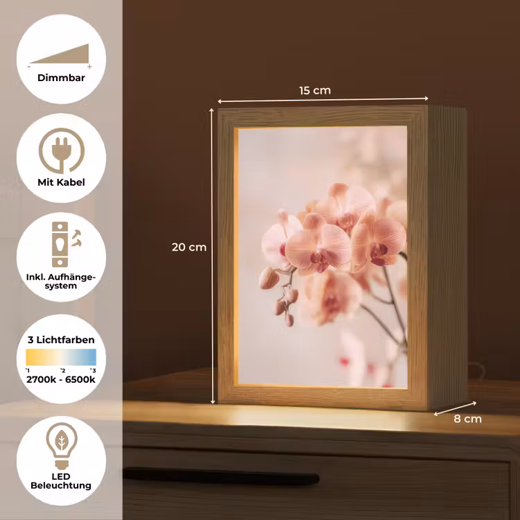 Orchidee - Bloemen - Roze - Bloemblaadjes Light Box met kabel (Tafellamp) klein -USP_DE