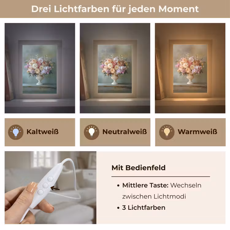 Orchidee - Boeket - Vaas - Bloemen Light Box met kabel (Tafellamp) klein -USP_lichtkleurDE