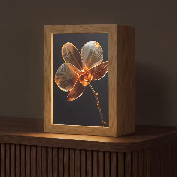 Orchidee - Doorzichtig - Bloem Light Box met kabel (Tafellamp) klein -z3d_website