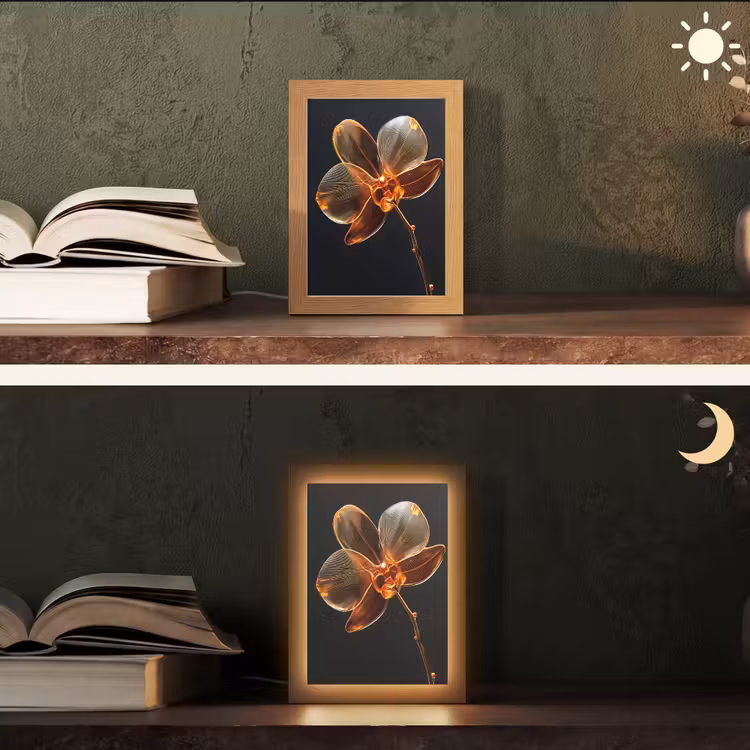 Orchidee - Doorzichtig - Bloem Light Box met kabel (Tafellamp) klein -sfeer3