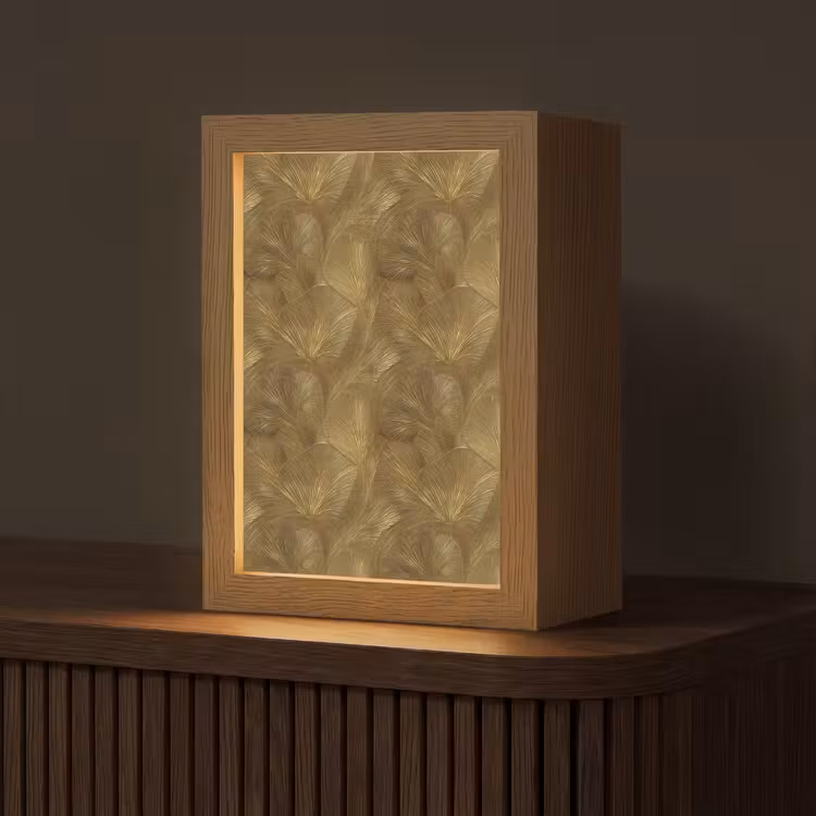 Organisch - Lijnen - Goud Light Box met kabel (Tafellamp) klein 925 -z3d_website