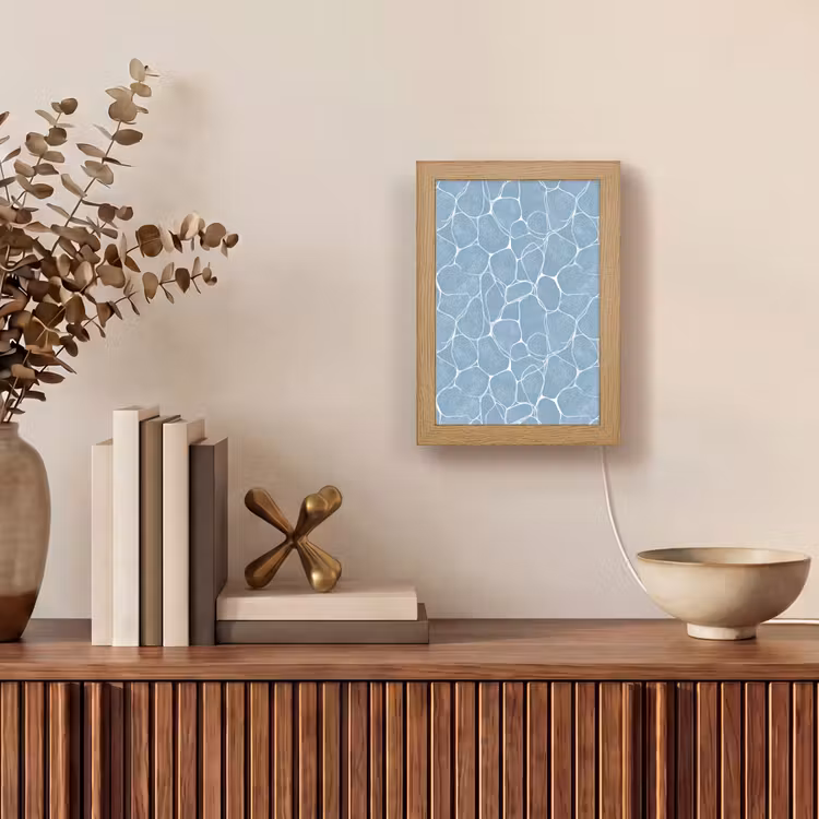 Organisch - Patroon - Blauw Light Box met kabel (Tafellamp) klein 925 -sfeer2
