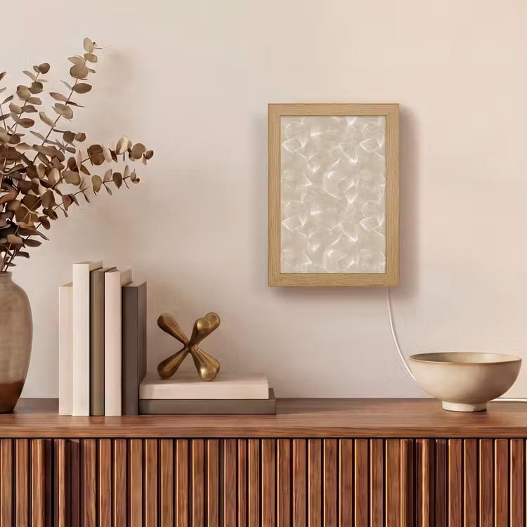 Organisch - Textuur - Beige Light Box met kabel (Tafellamp) klein 925 -sfeer2